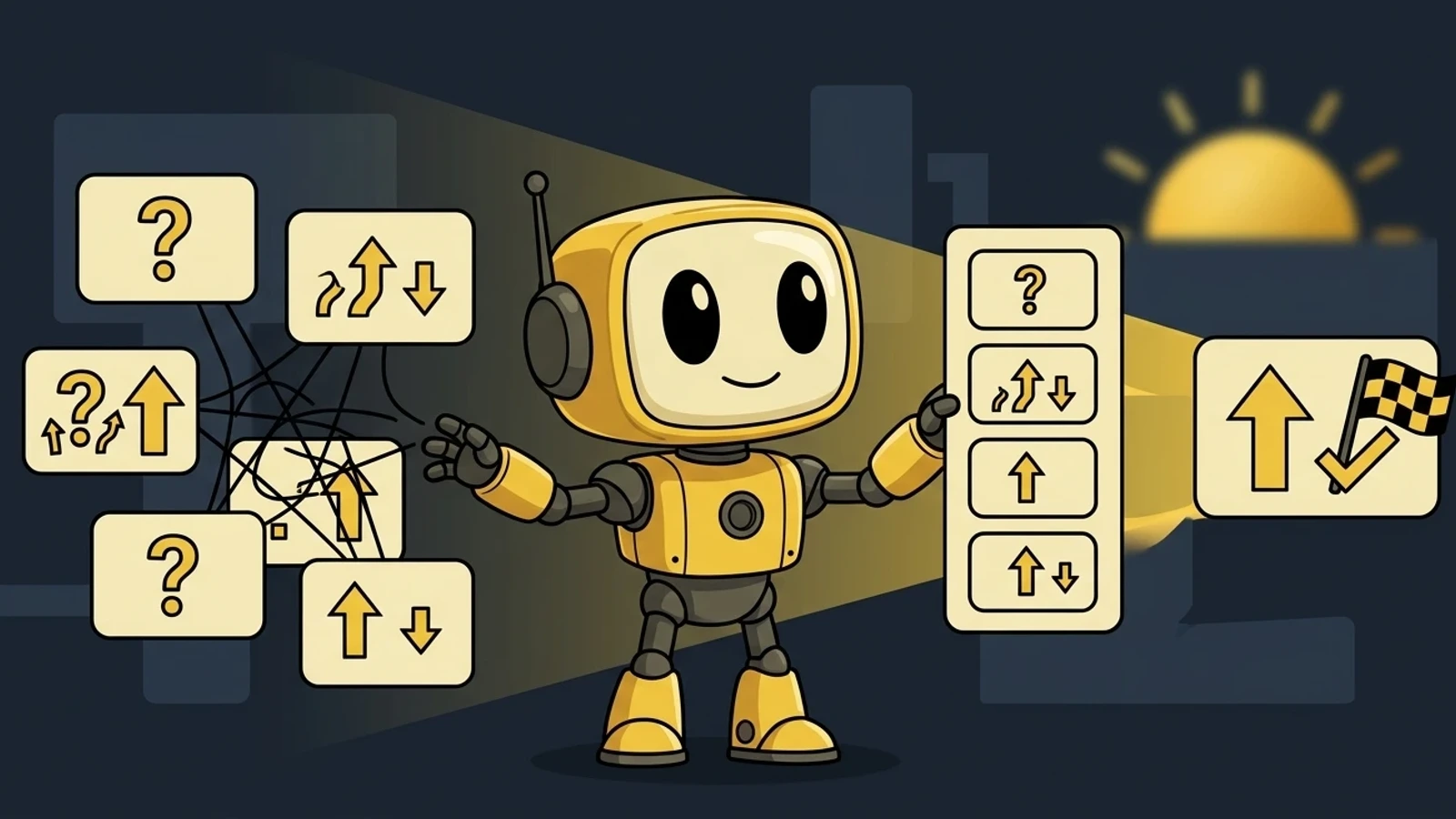 Token Metrics line-art illustration for Sharper Polymarket Signals.